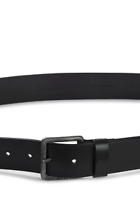 Logo-buckle belt leather
