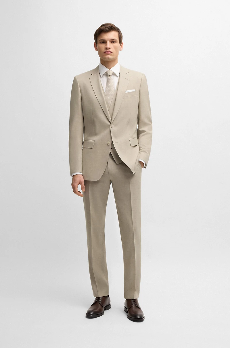 Slim-fit three-piece suit patterned wool