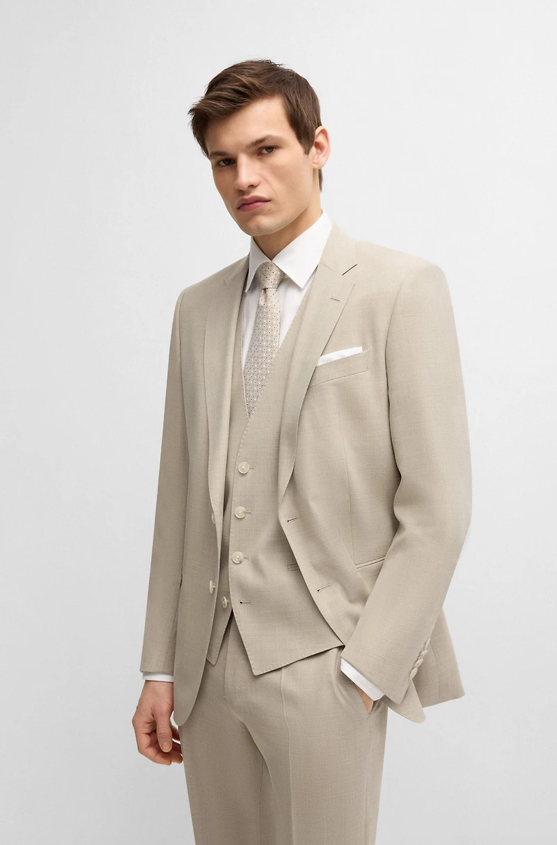 Slim-fit three-piece suit patterned wool