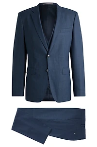 Slim-fit three-piece suit patterned wool
