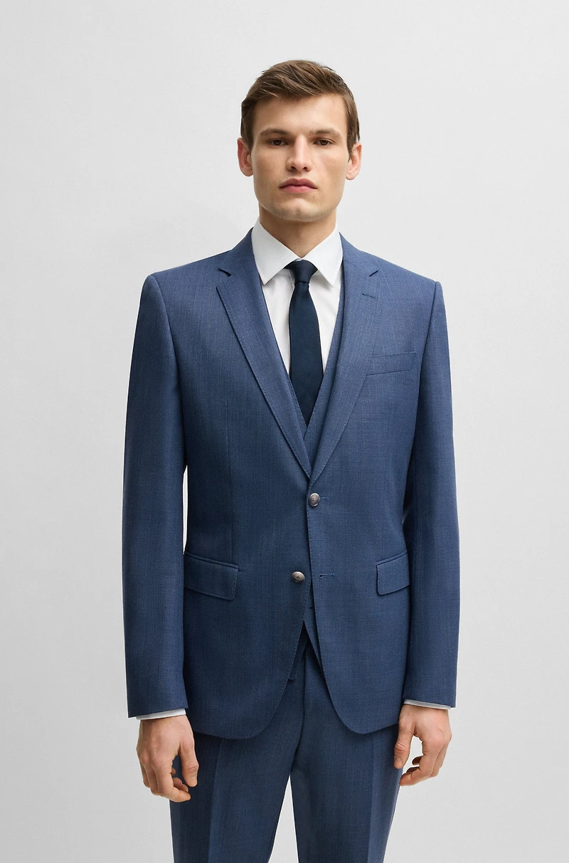 Slim-fit three-piece suit patterned wool