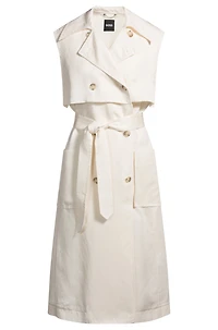 Sleeveless trench dress with double-breasted closure