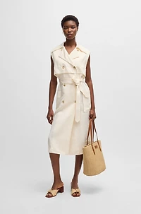 Sleeveless trench dress with double-breasted closure