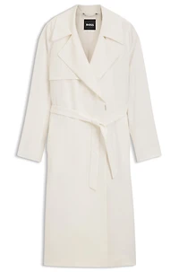 Trench coat with fabric belt