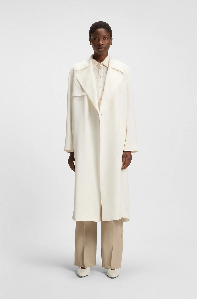 Trench coat with fabric belt