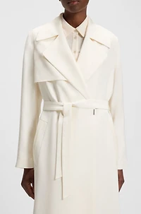 Trench coat with fabric belt