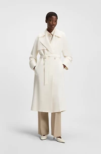 Trench coat with fabric belt