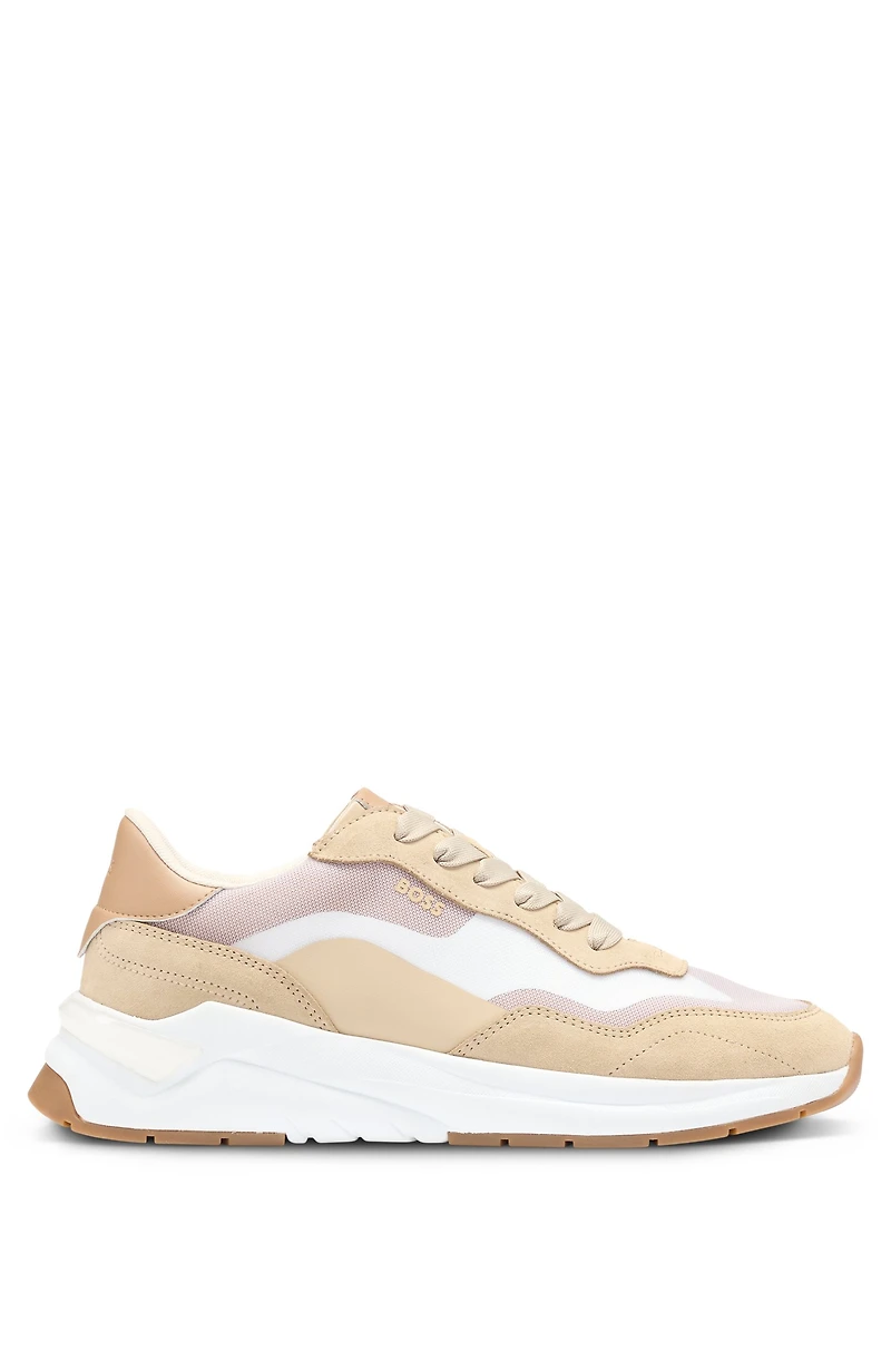 Running-inspired trainers with suede and mesh