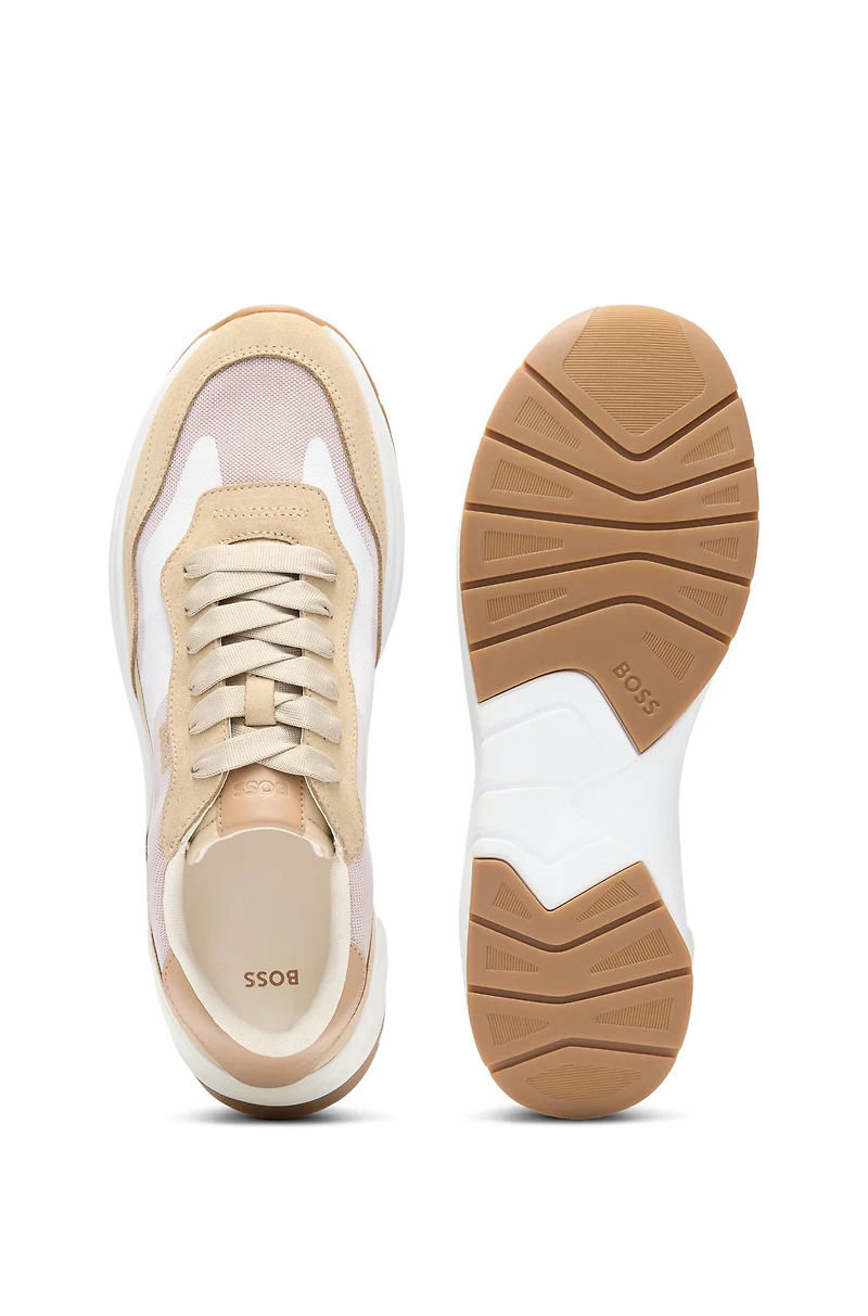Running-inspired trainers with suede and mesh