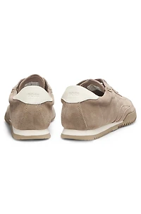 Suede trainers with leather backtab