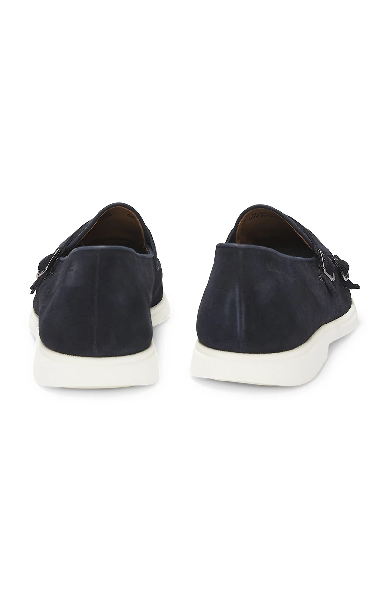 Suede monk shoe with contrast outsole