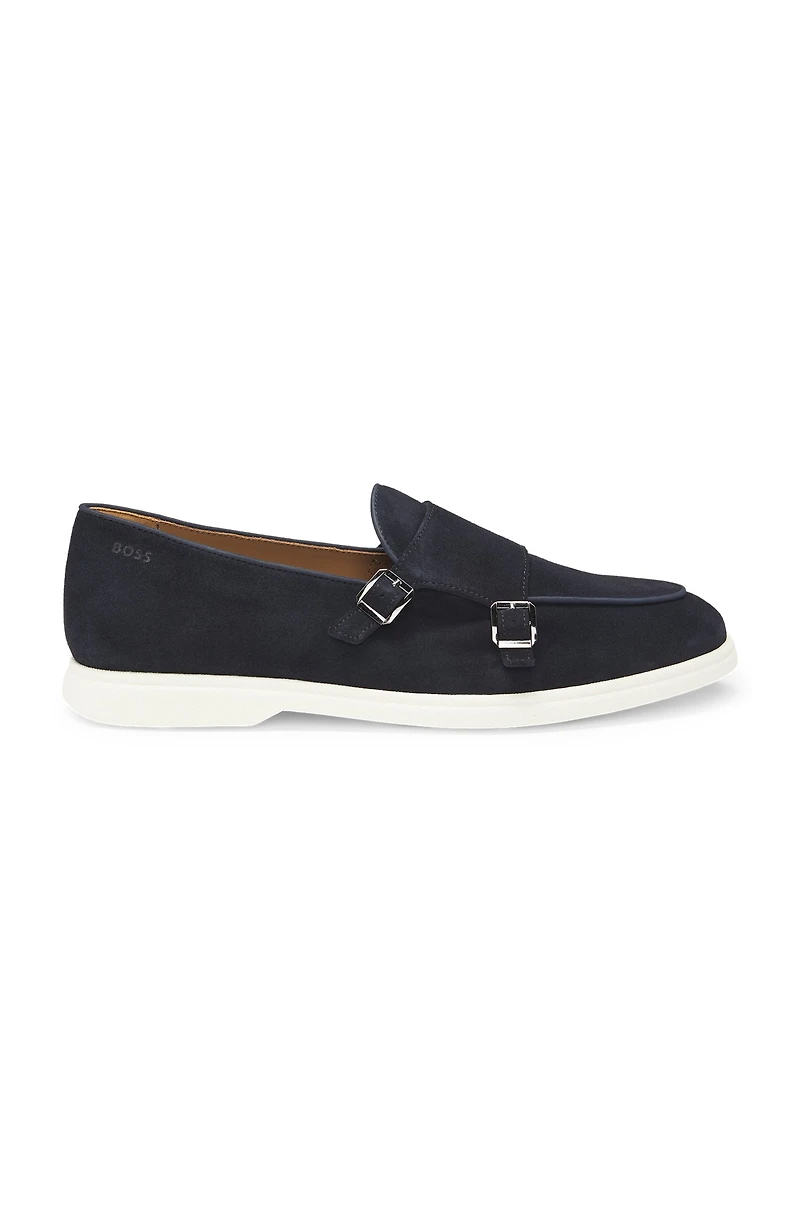 Suede monk shoe with contrast outsole