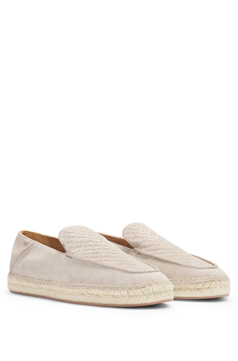 Suede espadrilles with monogrammed vamp