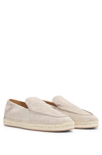 Suede espadrilles with monogrammed vamp