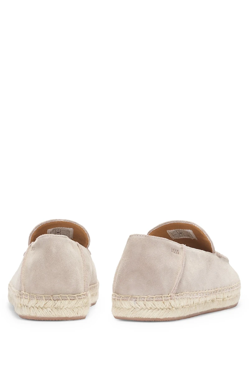 Suede espadrilles with monogrammed vamp