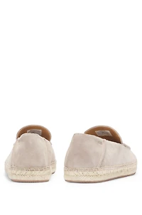 Suede espadrilles with monogrammed vamp