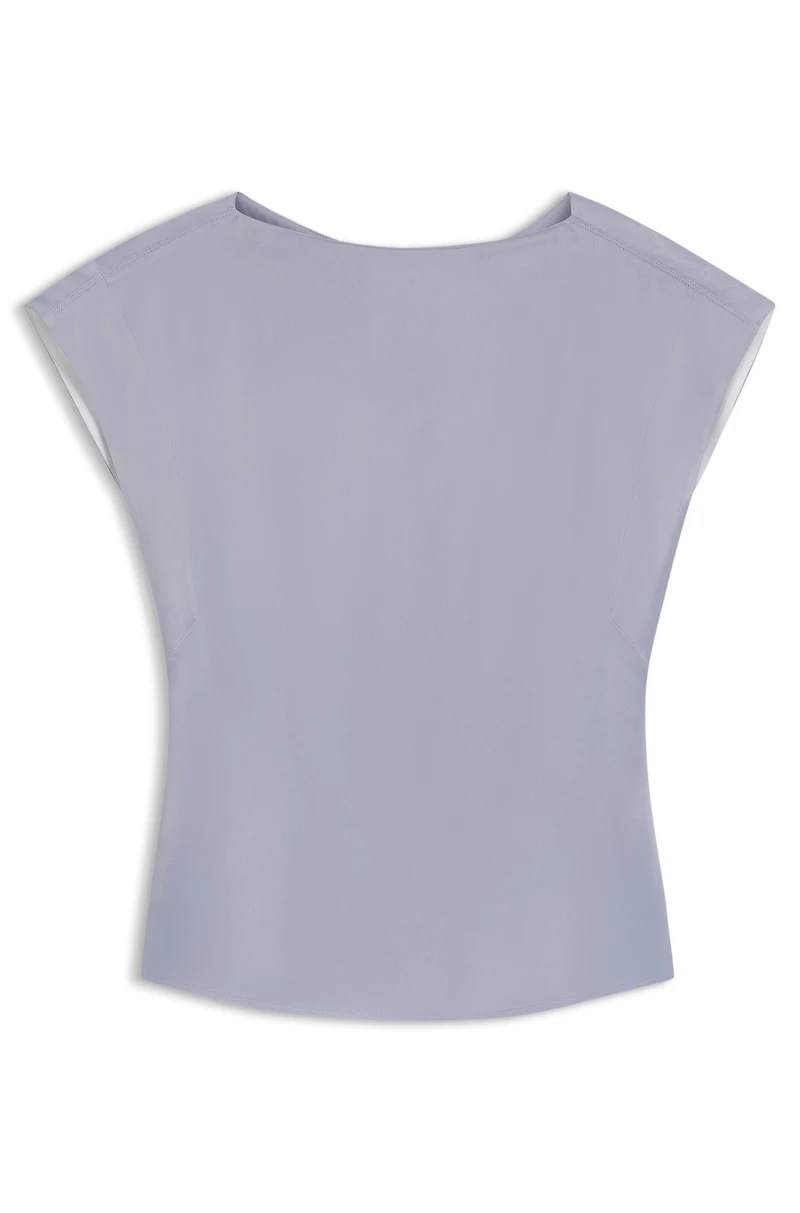 Slim-fit satin blouse with draped neckline