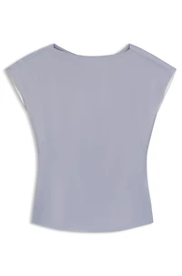 Slim-fit satin blouse with draped neckline