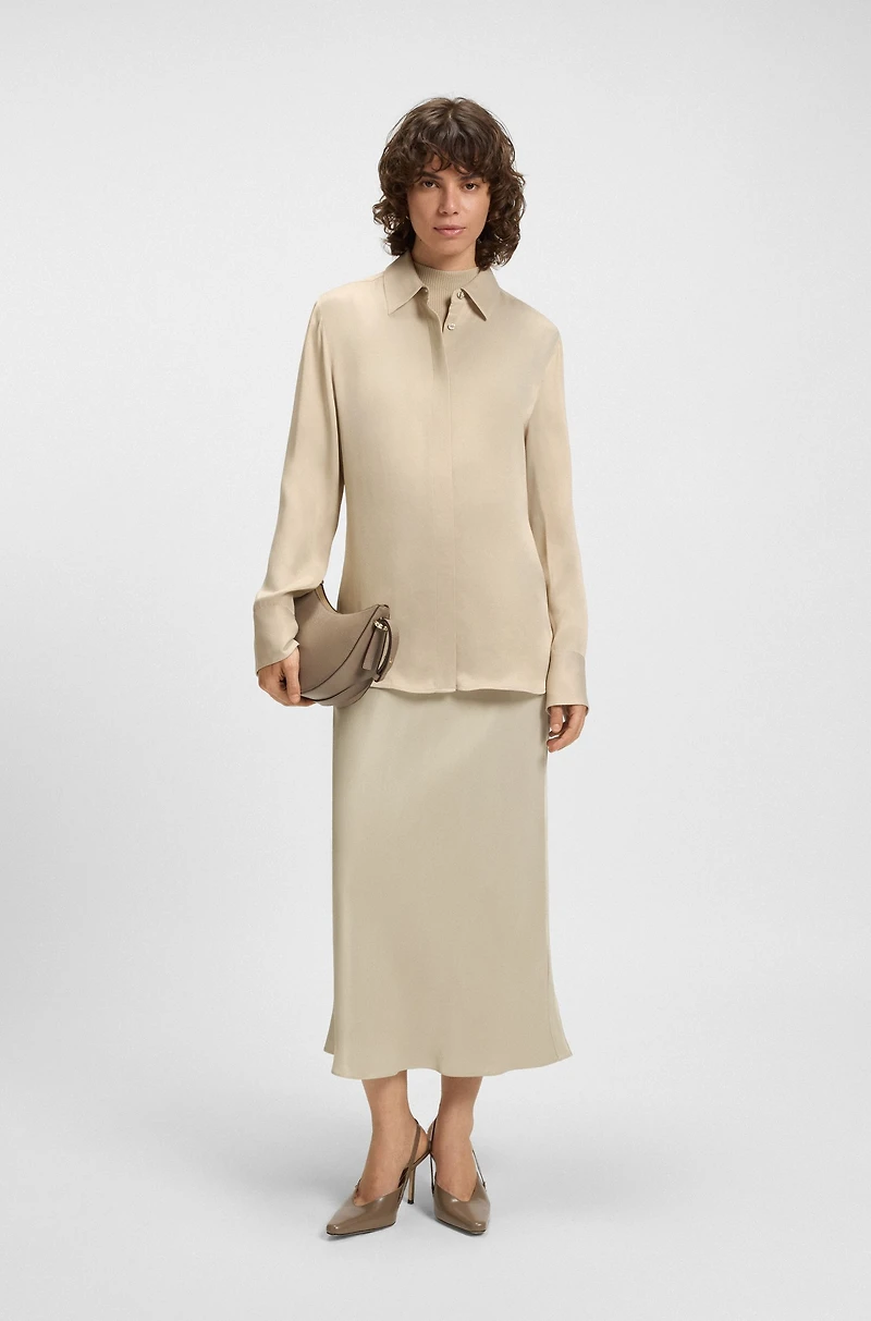 Regular-fit maxi skirt satin
