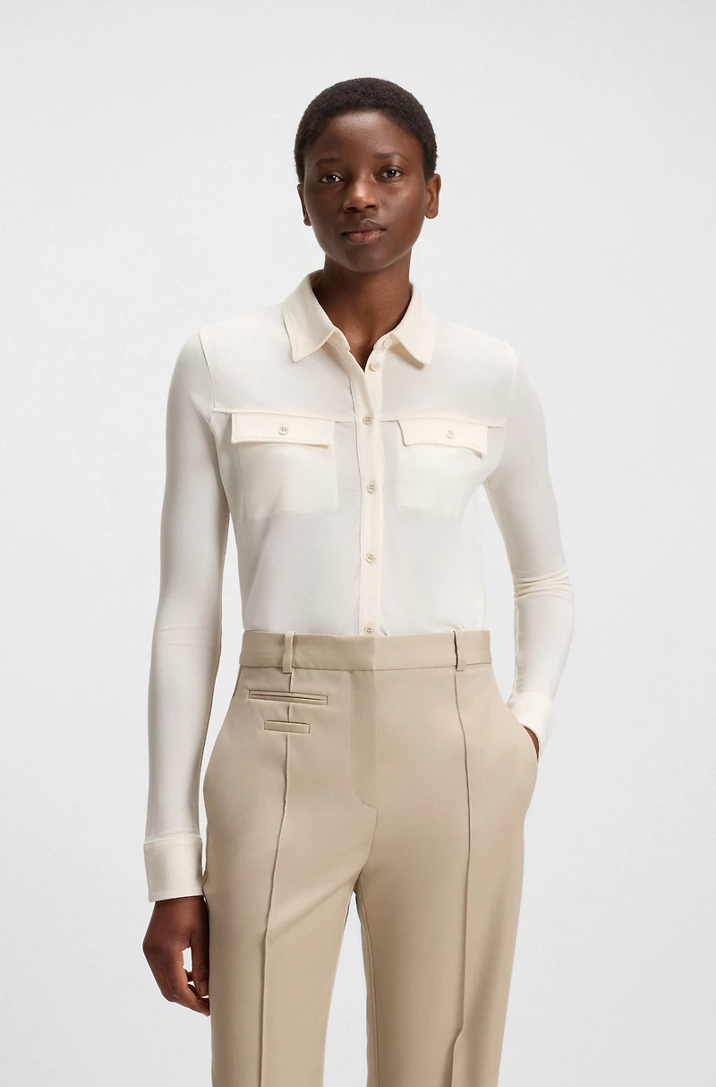 Slim-fit blouse matte jersey