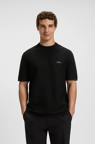 Rib-knit sweater with logo detail