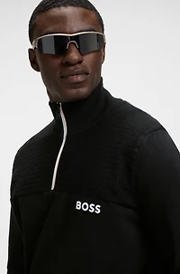 Water-repellent cotton sweater with zip neck