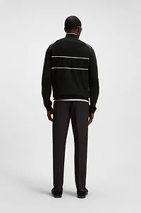 Water-repellent cotton sweater with zip neck
