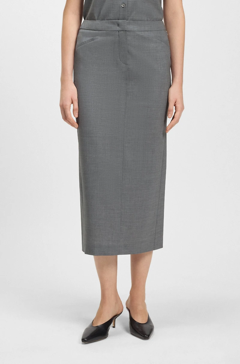 Pencil skirt melange virgin wool