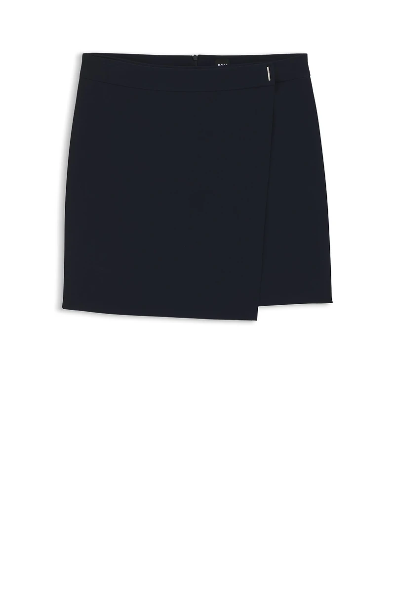 Crepe mini skirt with wrap front