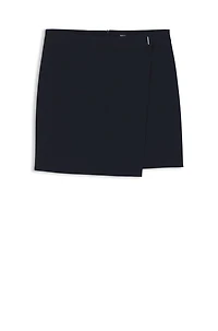 Crepe mini skirt with wrap front