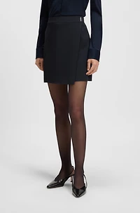 Crepe mini skirt with wrap front