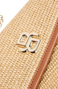 Raffia-effect shoulder bag with Double B monogram