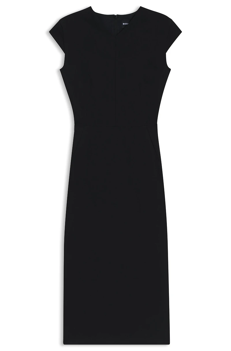 Cap-sleeve dress stretch fabric