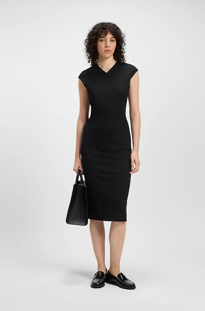 Cap-sleeve dress stretch fabric