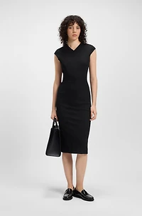 Cap-sleeve dress stretch fabric