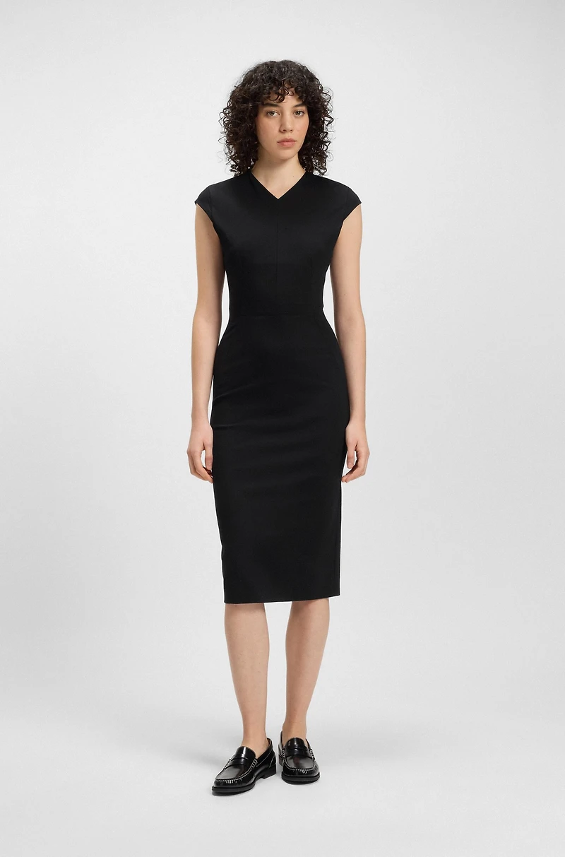 Cap-sleeve dress stretch fabric