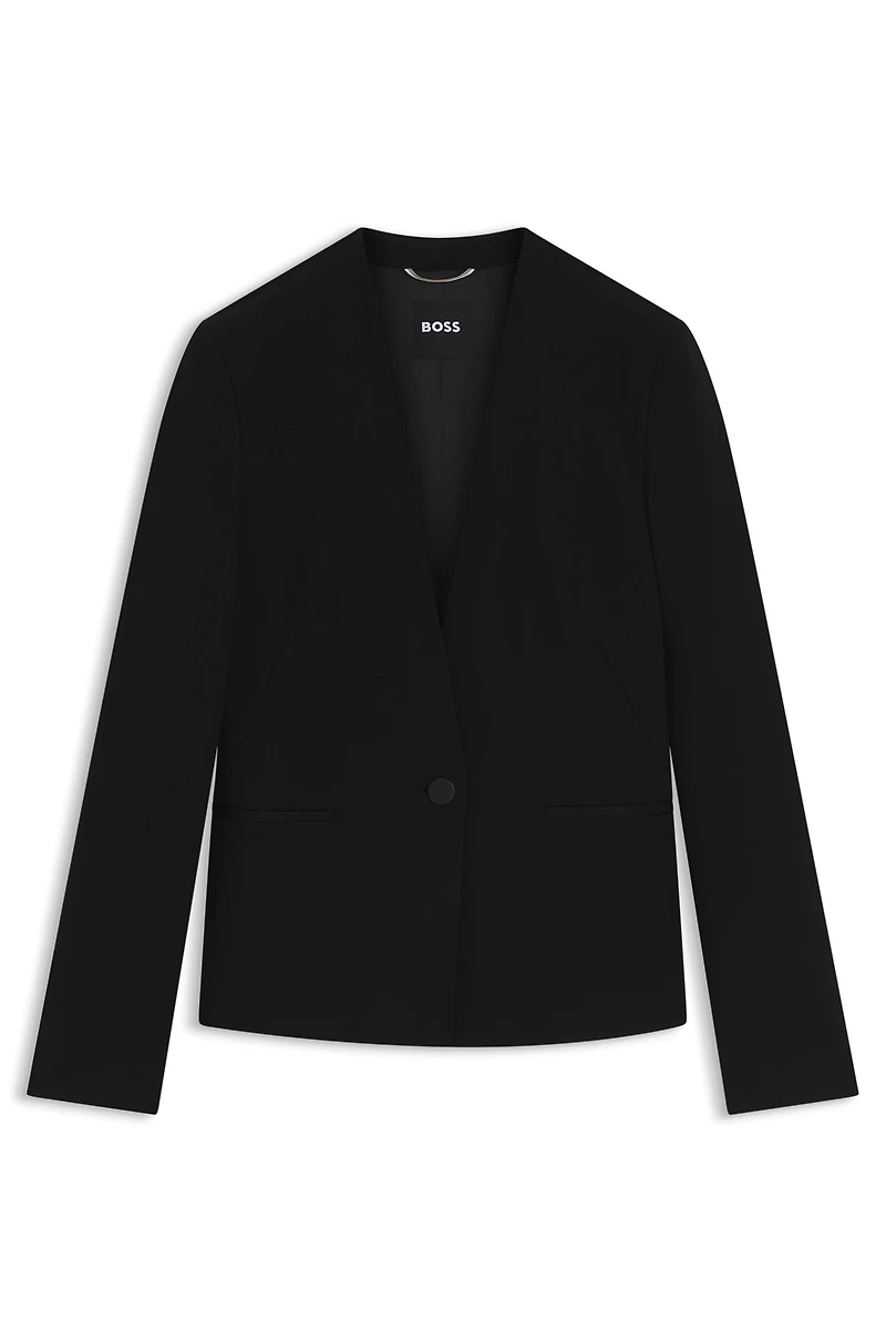 Collarless regular-fit blazer with hardware button