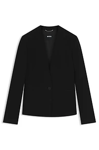 Collarless regular-fit blazer with hardware button