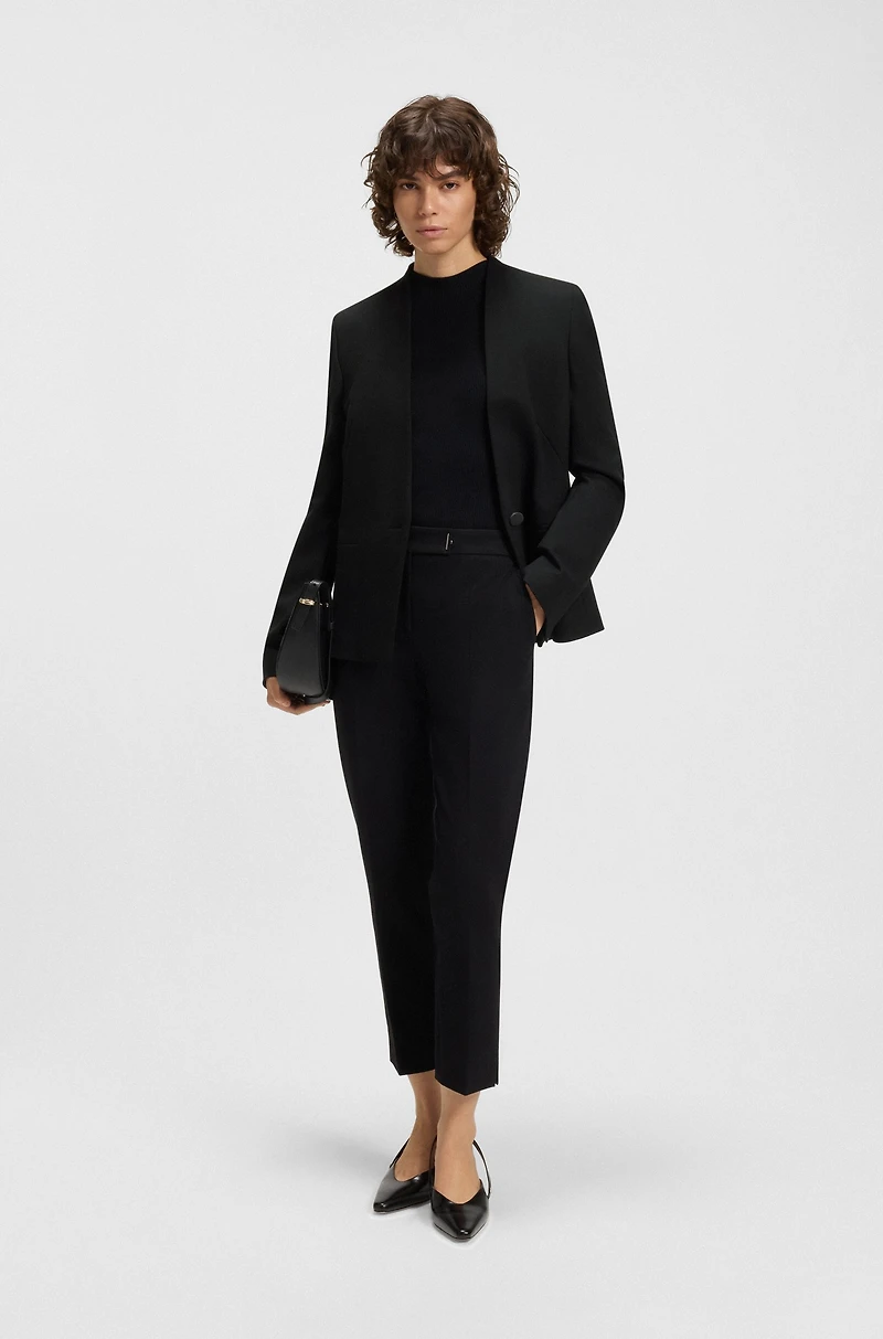 Collarless regular-fit blazer with hardware button