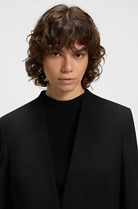 Collarless regular-fit blazer with hardware button