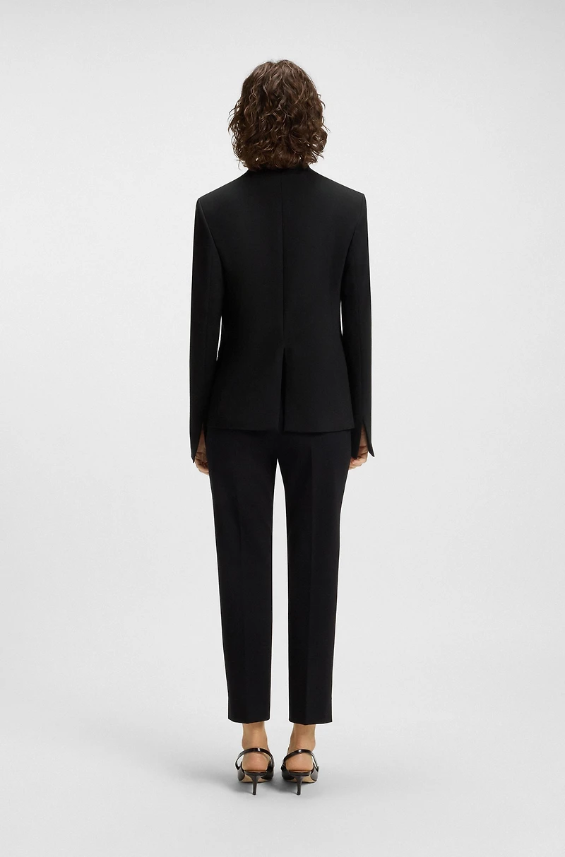 Collarless regular-fit blazer with hardware button