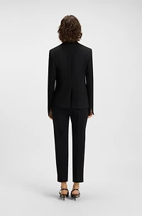 Collarless regular-fit blazer with hardware button