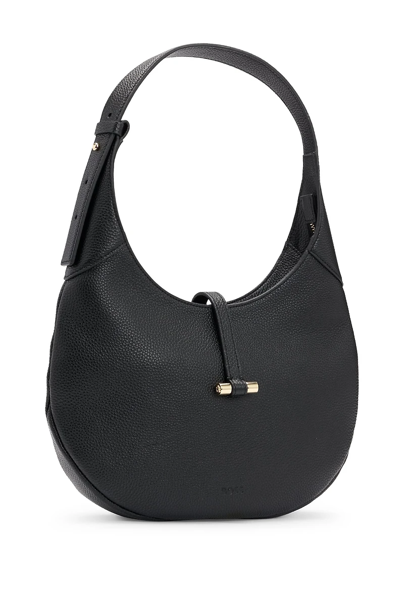 Pebbled-leather hobo bag with golden hardware