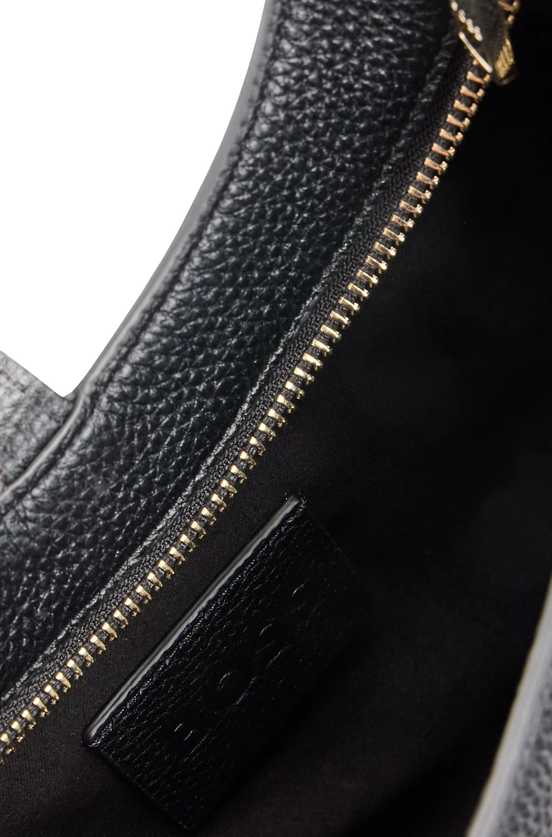 Pebbled-leather hobo bag with golden hardware