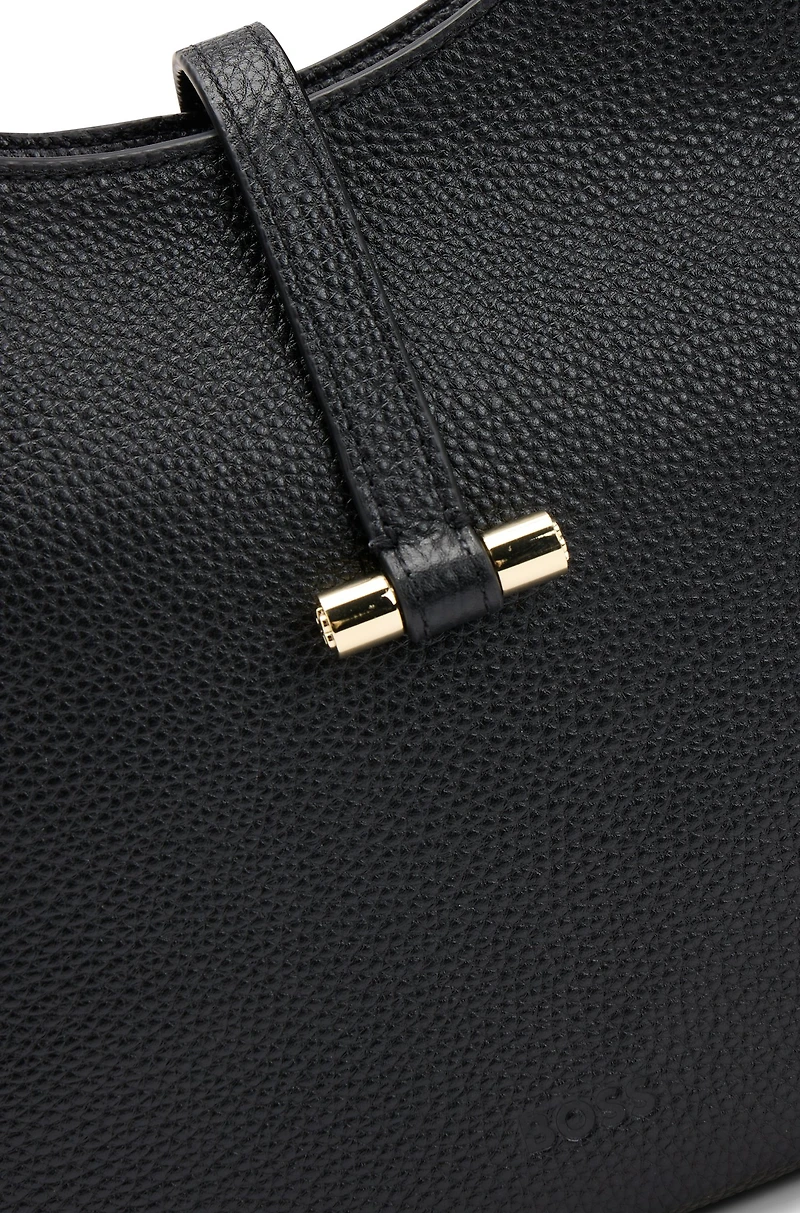 Pebbled-leather hobo bag with golden hardware