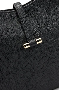 Pebbled-leather hobo bag with golden hardware