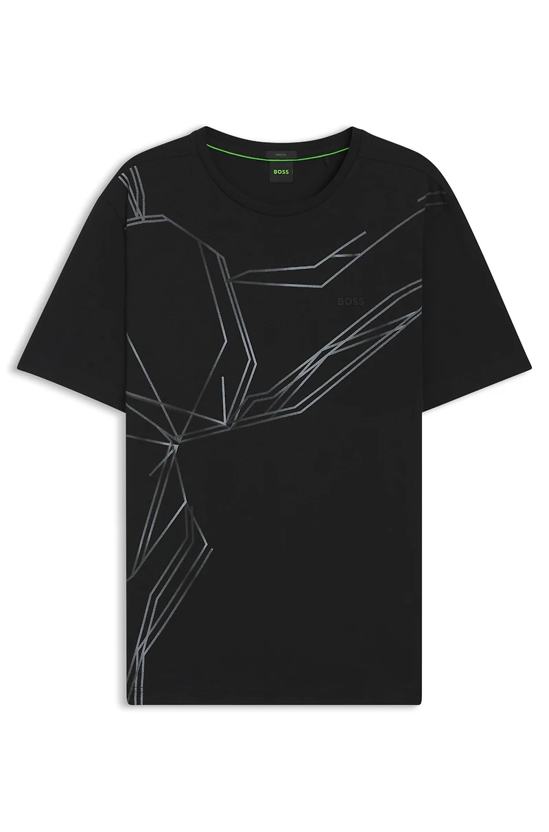 Stretch-cotton T-shirt with degradé print