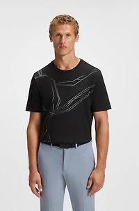 Stretch-cotton T-shirt with degradé print