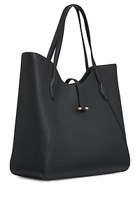 Pebbled-leather tote bag with golden hardware