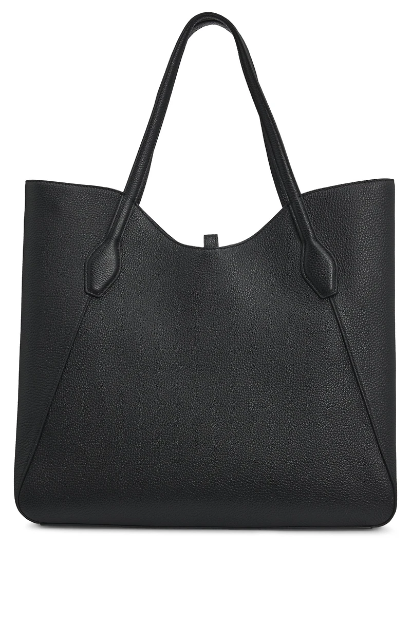 Pebbled-leather tote bag with golden hardware